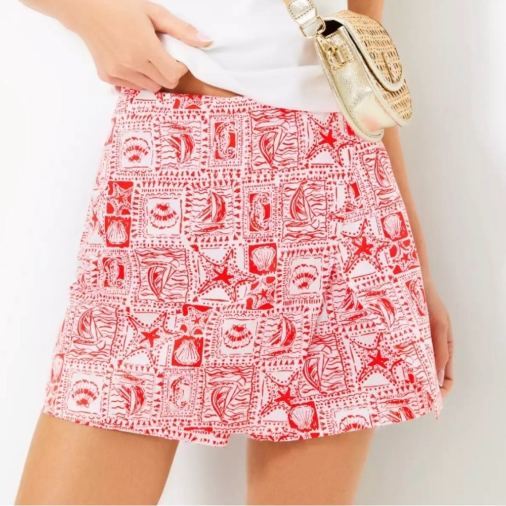 Lilly Pulitzer Red and White Nautical Print Skort